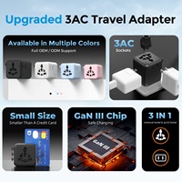 Adaptador de Viaje Universal, Entrada de 100-250V, 2500W, Convertidor de Corriente Global Todo en Uno, Enchufe de Pared con Protección Contra Sobretensión