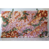 Rouleau de tissu en soie 3D/5D écologique, taille personnalisable, rose, corail, orange, crème, jaune, rose, vert, feuilles d'eucalyptus, fleurs, mariage