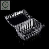 Boîte en plastique rectangulaire transparente en PET gaufré jetable pour l'emballage des fruits, épaisseur 0,35 mm, type clamshell