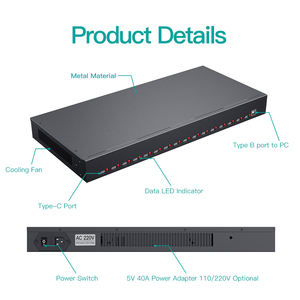 Estación de acoplamiento de carga de teléfono de <span class=keywords><strong>200W</strong></span> con concentrador Usb tipo C de 16 puertos adaptador de concentrador - Product Image 2