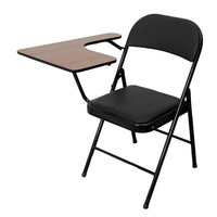 Chaise pliante multifonctionnelle avec table, pour hôtel, réunion, bureau, moderne, simple, revêtement en cuir, pour étude, lecture, livre