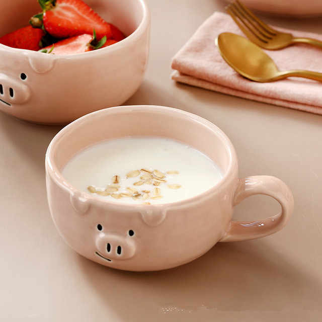 ZC Cute Bowl Set Ceramic Japanese Cartoon Ceramic Plate Dinnerware Home Creative  Breakfast Plate Bowl Dinner Set Dinnerware