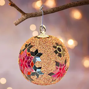 Porte-bougie en forme de boule de verre colorée avec éclairage chauffe-plat pour la décoration, mosaïque de 10cm