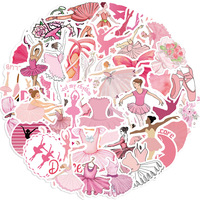 50 pegatinas autoadhesivas de PVC con diseño de bailarinas de ballet para monopatín, casco, portátil y libros