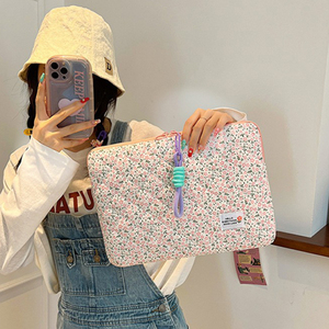 Puffy Soft Lightweight Polyester Laptop <strong>Sleeve</strong> 13-16 Inch for <strong>MacBook</strong> Cute Quilted Padded Floral Protective Case Compatible 11" - Product Image 1