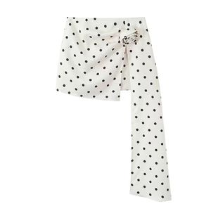 Women's 2-Piece Fashion Polka Dot Irregular Half-Body Ribbon Vintage Blazer <b>Coat</b> & <b>Skirt</b> Set - Product Image 3