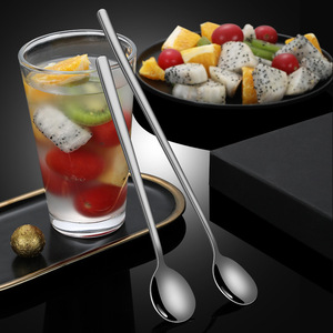 Cuchara para hielo de acero inoxidable 304 estilo coreano con mango largo, adecuada para postres de restaurantes y hoteles, para remover café. - Product Image 2