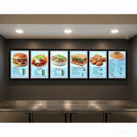 Boîte à lumière rectangulaire ultra-fine magnétique en aluminium 2025, haute luminosité, pour la publicité des menus des restaurants de restauration rapide