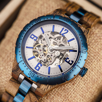 Montre analogique en bois automatique de luxe à mouvement vintage d'origine chinoise à livraison rapide pour hommes