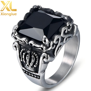 แหวนสแตนเลสสตีลทรงพังก์ประดับพลอยทับทิมสำหรับผู้ชาย - Product Image 1