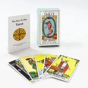 Özel yüksek kaliteli aile beyaz oyun tarot kartları baskı rehber ile büyülü binici tarot kartı yapmak