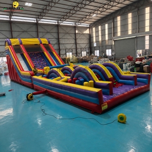 Parcours d'obstacles gonflable sur mesure avec toboggan et château gonflable pour course et jeux - Product Image 1