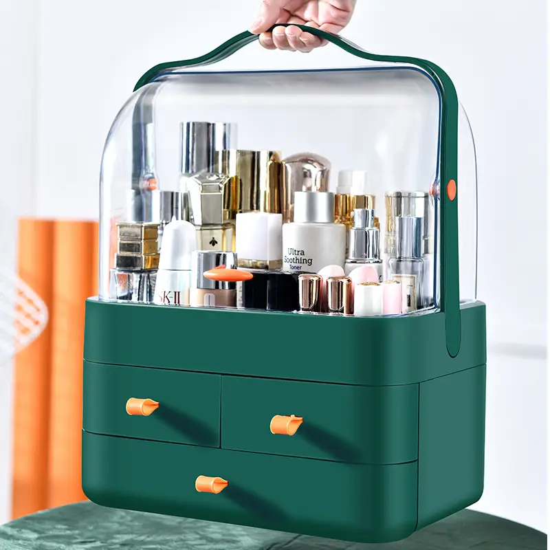 Wholesale Rectangular Plastic Transparent Cosmetics Storage box Desktop Skincare Make up Organizer With Drawers