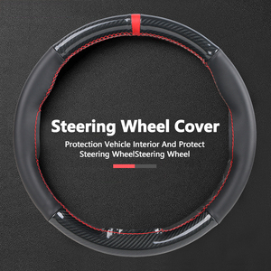 Funda Universal de Cuero Artificial para <span class=keywords><strong>Volante</strong></span> de Coche Cosida a Mano DIY Cubierta Protectora de Cuero Trenzado para <span class=keywords><strong>Volante</strong></span> de 38 cm - Product Image 1