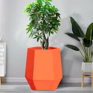 Classic Hand-made Popular Hot Flower Pot Orange Color Pots Fiberglass Plant Pots For Hotel Home Office Decor
