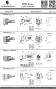 โพเทนชิโอมิเตอร์แบบหมุน 9 มม. รุ่น RA09-19-GOA0A-HA1 - Product Image 1