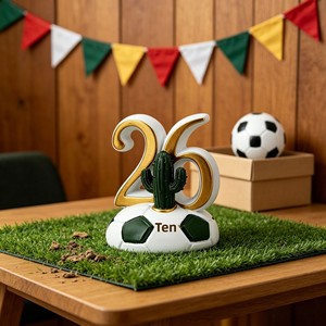 SWAITE Statuetta Creativa Sportiva in Resina a Forma di Pallone da Calcio con Motivo Cactus Numero 26 Regalo Tematico per Tifosi Collezioni Maschili Uniche - Product Image 4