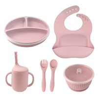 Bol en silicone pour enfants personnalisé, bol pour bébé de qualité alimentaire, bol anti-goutte avec couvercle, ensemble d'alimentation en silicone pour bébé