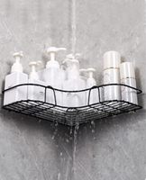 Étagère de salle de bain en fer sans poinçon en gros d'usine support triangulaire à Angle droit crochets adhésifs forts panier de rangement mural pour