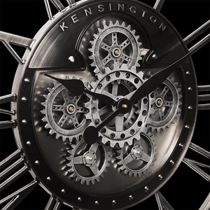 INFINITY TIME 28 Inch <strong>Large</strong> Size Vintage <strong>Grey</strong> Bronze Modern Industrial Moving Gear Luxury Wall <strong>Clock</strong> for Home Decor Living Room - Product Image 5