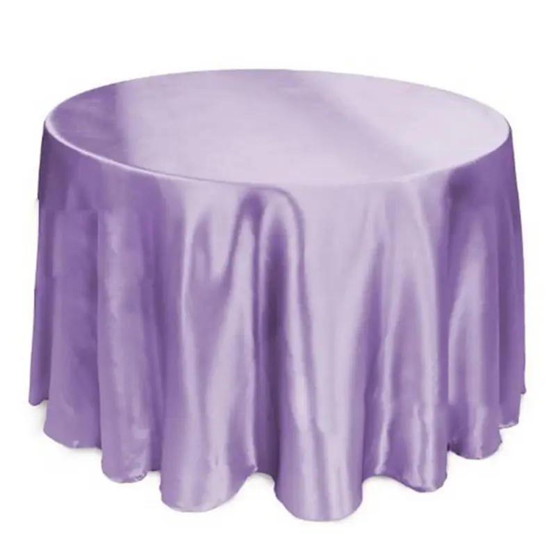 Mantel de satén para decoración del hogar, cubierta de mesa redonda para fiesta de cumpleaños y boda, Color blanco y negro, Color sólido