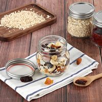 Bocaux en verre, bocaux en verre, avec couvercles transparents en métal argenté, pour le stockage des aliments, conservation de boissons, pot de yaourt, 6 pièces, 8oz