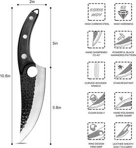 มีดไวกิ้งมีดหั่นเนื้อปลอมด้วยมือพร้อมปลอกและที่เหลาเครื่องตัดเนื้อแบบญี่ปุ่นสำหรับกลางแจ้งตั้งแคมป์ล่าสัตว์บาร์บีคิว - Product Image 5