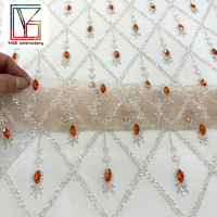 Tissu de dentelle africaine en promotion avec pierres de cristal et perles, tissu de dentelle perlée pour mariée, tissu de dentelle à sequins, tissu de dentelle 3D pour robe de soirée élégante