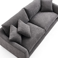 Canapé modulaire de bureau en tissu gris italien, style minimaliste, confort nuageux