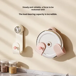 Support à ventouse réglable de style crème avec <span class=keywords><strong>couvercle</strong></span> rotatif pour casseroles Support de rangement mural pour vaisselle de cuisine - Product Image 3
