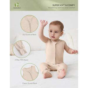 Pijama de Bambú para Bebé, sin Mangas, con Cierre de Dos Vías, Unisex, para Todas las Estaciones, Transpirable - Product Image 2