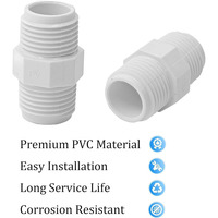 Raccord fileté mâle-mâle en PVC de 1/2 pouce, adaptateur de raccord hexagonal pour tuyauterie d'eau
