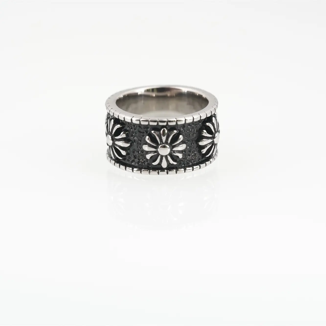 Bague en titane en acier, anneau de croix K rétro sans décoloration pour homme Hip-hop Punk Fashion crisader femme anneau