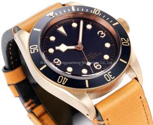 Montre mécanique multifonctionnelle pour homme, mouvement automatique en bronze bleu courbé, diamètre 43 mm, bracelet en cuir de vache italien, robuste - Product Image 4