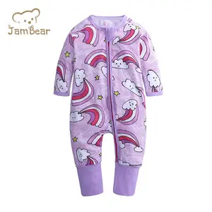 JamBear baby girls' rompers organic cotton newborns Zip Romper footie rompers for kids jumpsuit toddler sleepsuit