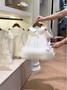 Vestito da <span class=keywords><strong>bambina</strong></span> stampato stile principessa, abito a strati in pile felpato in fibra di poliestere, ideale per il primo compleanno - Product Image 4