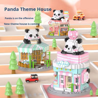 Kit de mini briques de librairie Panda mignon - Assemblage DIY, blocs de construction de vue de rue, jouet éducatif de décoration pour adolescents