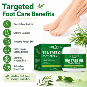 <span class=keywords><strong>Crema</strong></span> para <span class=keywords><strong>Pies</strong></span> con Aceite de Árbol de Té Natural, Hidratante, Calmante para Piel Irritada, Refrescante para <span class=keywords><strong>Pies</strong></span> <span class=keywords><strong>Cansados</strong></span>, <span class=keywords><strong>Crema</strong></span> para el Cuidado de los <span class=keywords><strong>Pies</strong></span> OEM - Product Image 4