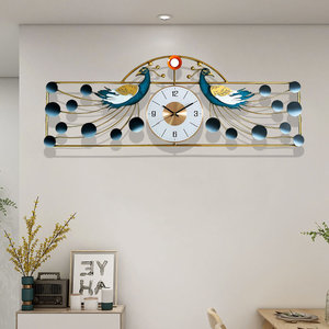 Đồng hồ treo tường phòng khách Trung Quốc cao cấp sáng tạo trang trí nghệ thuật ánh sáng sang trọng hiện đại đồng hồ kim loại im lặng con công - Product Image 3