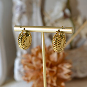 Boucles d'oreilles tendance géométriques en acier inoxydable plaqué or 18 carats imperméables personnalisées à la mode - Product Image 5