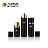 Pot cosmétique vide de pompe sans air de crème du noir mat 15ml 30ml 50ml d'acrylique de forme ronde de luxe