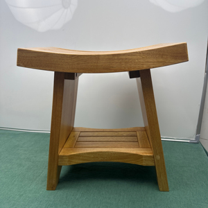 Tabouret <span class=keywords><strong>de</strong></span> douche en teck <span class=keywords><strong>de</strong></span> qualité supérieure avec siège incurvé-Banc <span class=keywords><strong>de</strong></span> <span class=keywords><strong>salle</strong></span> <span class=keywords><strong>de</strong></span> <span class=keywords><strong>bain</strong></span> durable pour spa et usage domestique, grain <span class=keywords><strong>de</strong></span> bois naturel, conception robuste à 4 pieds - Product Image 6
