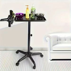 Modern Plastic Hairdressing Tray <b>Foldable</b> Black Beauty Salon Hair Extension <b>Trolley</b> Movable For Beauty Salon - Product Image 1