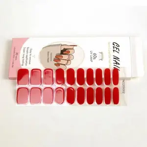 Private Label Full Wrap Gel French Nail Polish Strips UV Semi Cured Gel Nail Sticker