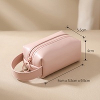 Pochette de rangement portable pour mini-rouges à lèvres en PU avec fermeture éclair, poignée supérieure, étui de rangement cosmétique multifonctionnel personnalisé, trousse de maquillage
