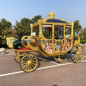 Nouvelle Conception Chariot Électrique Doré Personnalisé pour Chevaux, Taille Réelle, 4 Roues, Sans Chevaux, Conçu pour une Utilisation avec des Chevaux - Product Image 5