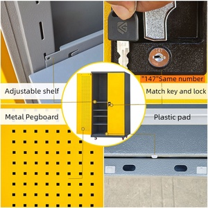 Grands armoires modernes en acier, 2 portes battantes, étagères réglables, 2 tiroirs, roulettes OEM, capacité de charge 200 kg, maison, bureau, école, <span class=keywords><strong>garage</strong></span> - Product Image 3