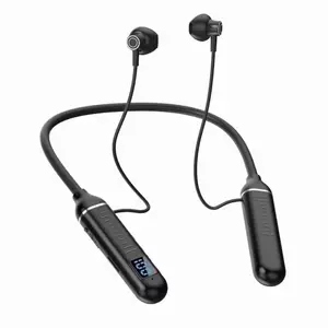 Upgraded smart digital display Stereo surround ultra long standby sports BT Hanging Neck Wireless Earphone