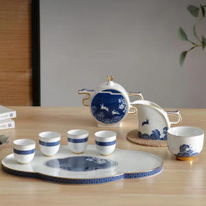 Juego de té Kung Fu de porcelana fina de 8 piezas, estilo vintage, ecológico, con caja de regalo, taza de director, taza de té y cuenco para ceremonia - Product Image 1