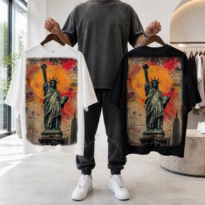 2026 Summer New Arrival Men's Oversized Character Print Crew Neck Short Sleeve Knitted 100% Cotton Hip Hop <strong>T</strong>-<strong>Shirt</strong> Eco-Friendly - Product Image 4